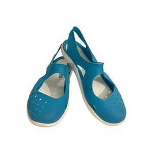 Crocs Womens Size 6 Slip-On Blue Perforated flat comfort Sandals shoes